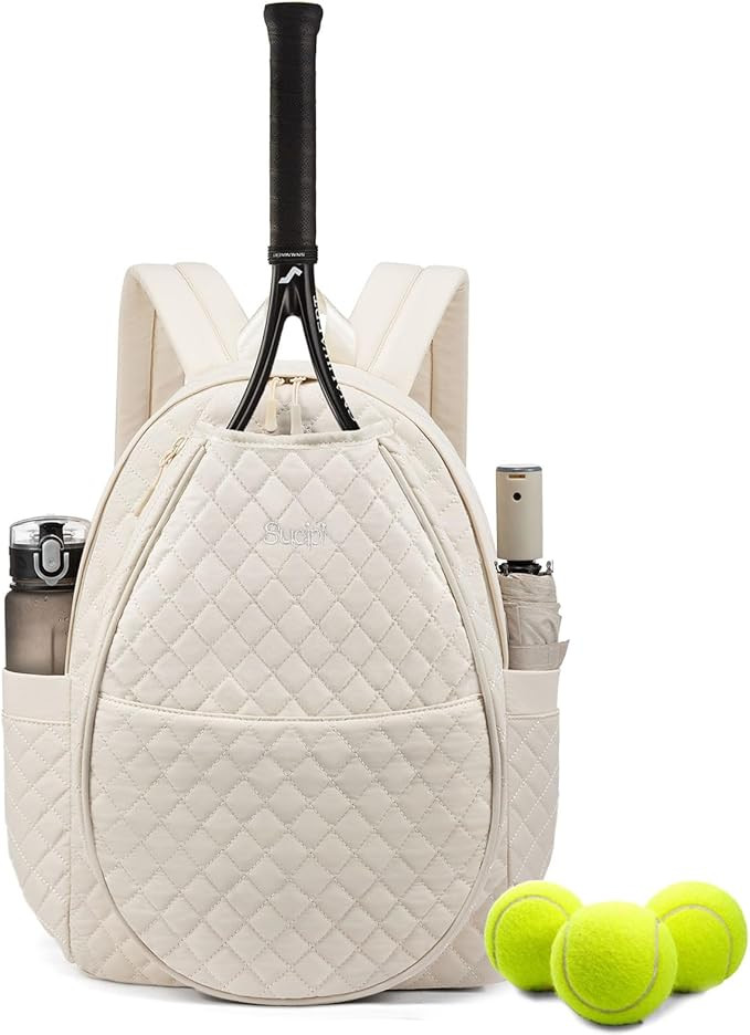 Sucipi Tennis Bags for Women, Quilted Tennis Racket Bag Backpack for Tennis Racquet, Pickleball P... | Amazon (US)