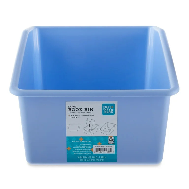 Pen + Gear Large Book Bin Desktop Organizer with 2 Removable Dividers, Periwinkle | Walmart (US)