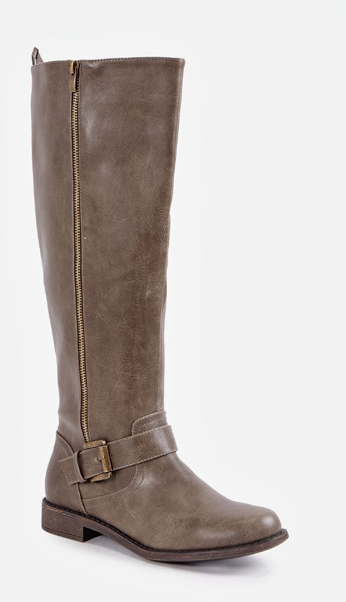 JustFab Flat Boots Poppy Zipper Boot Womens Brown Size 5.5 | JustFab