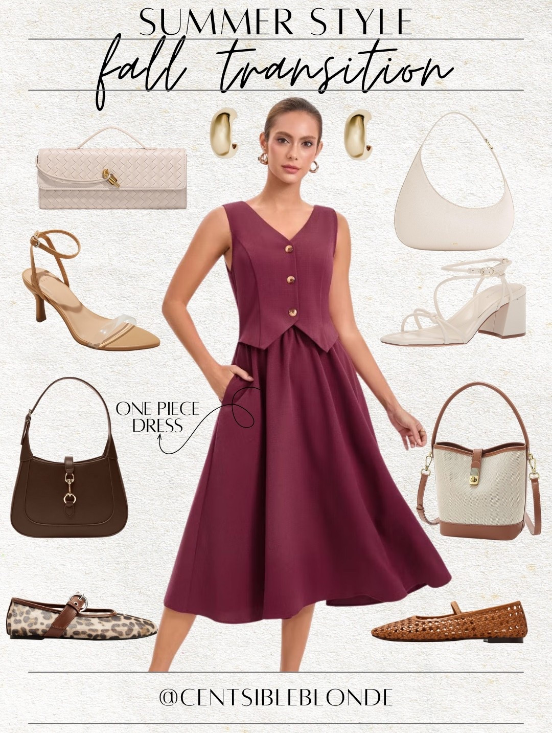 Maroon dress, buckle handbag, Mary Jane flats, ballet flats, work flats, clutch, gold earrings, heeled sandals, strappy sandals, summer sandals, fall transition, business casual, neutral sandals, neutral bag, leopard flats, vest dress, target dress

#LTKStyleTip #LTKShoeCrush #LTKItBag