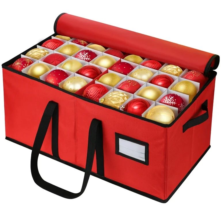 Ayieyill 128-Count Premium Red Christmas Ornament Storage Chest, Holiday Ornament Organizer Box, ... | Walmart (US)
