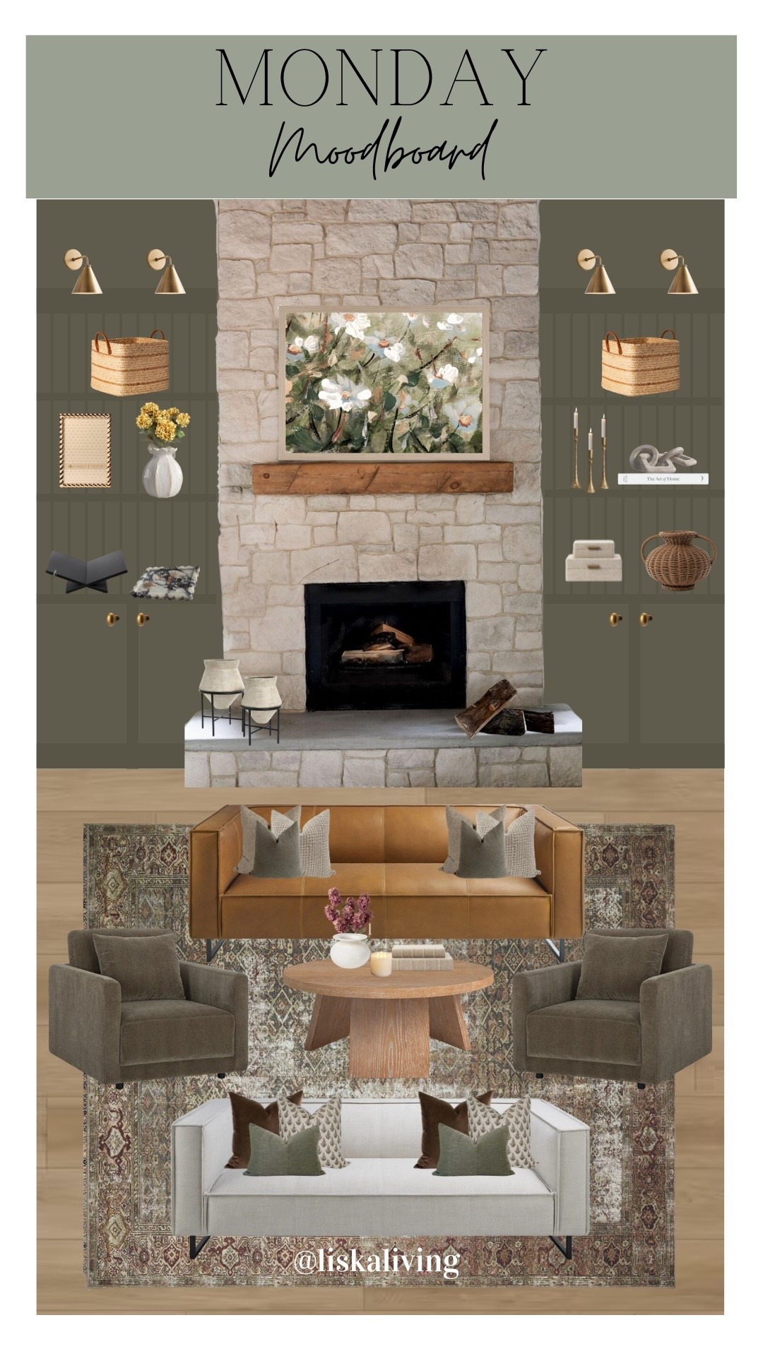 ✨MONDAY MOODBOARD - LIVING ROOM✨

Always here for a good moody living space 😍 This color is Hidden Trail by @sherwinwilliams! The perfect combination of green and brown 🤌🏻 I kept the tones warm and inviting. It’s a space you want to just cozy up with a good book or hang out with friends and family, since there’s plenty of seating options!

✨Comment MONDAY for 🔗 to this space! 

✨FOLLOW @liskaliving and @oakandolive_designs for more home styling inspo and curated moodboards like this one! Thanks for being here! 🤍

✨SAVE this post for later!
.
.
.
.
.
#mondaymoodboard #designideas #livingroom #livingroominspo #earthyneutrals #modernorganic 

#LTKHome #LTKFindsUnder100