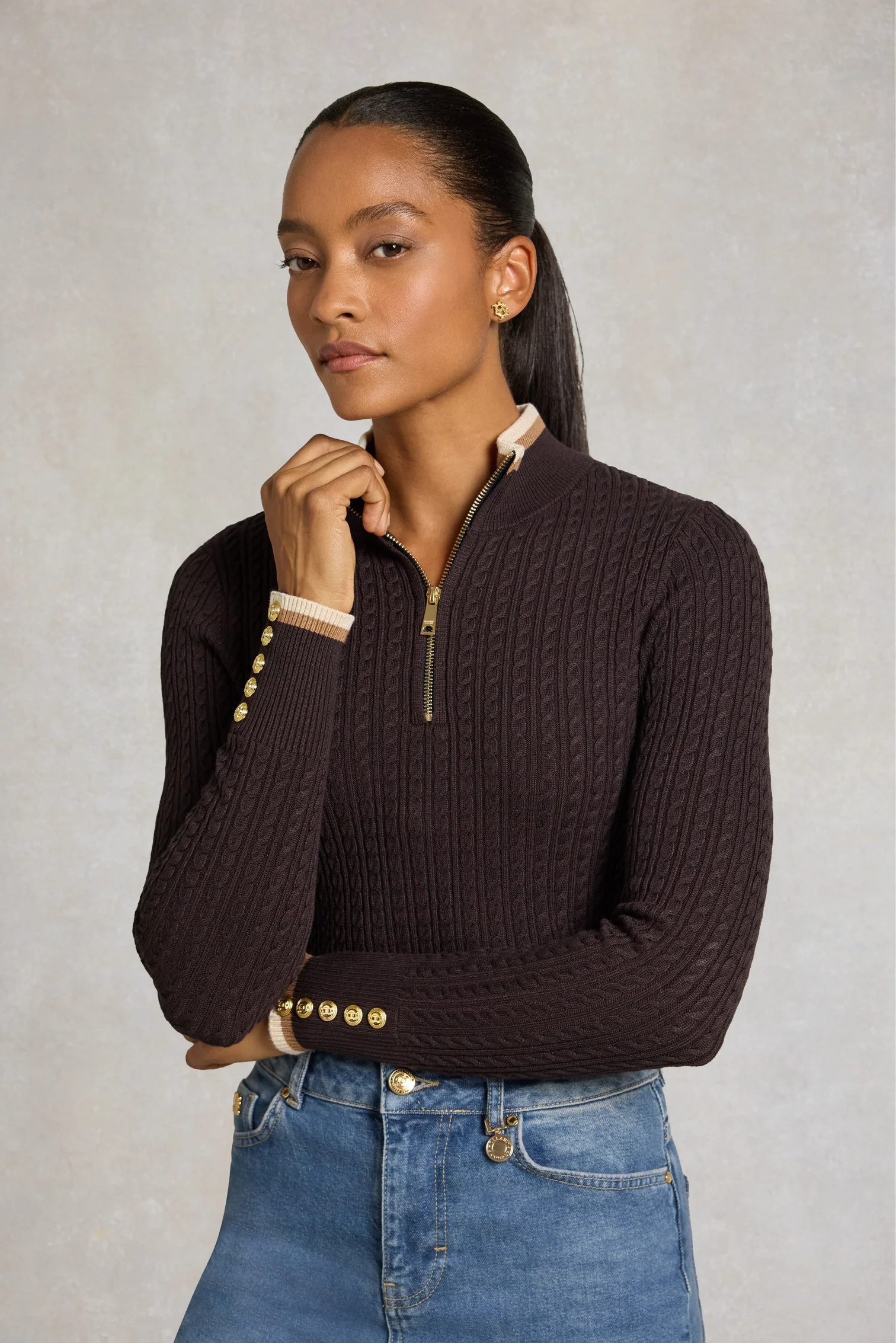 Classic Button Down Shirt (Chocolate Stripe) | Holland Cooper