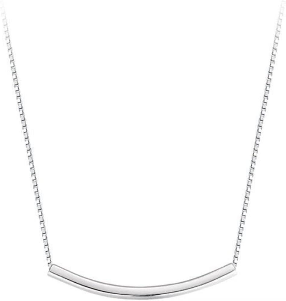 Balance Tube Bar Necklace | Minimalist Sterling Silver Curved Bar Necklace for Women, Hypoallergenic & Lightweight Elegant Jewelry, Ideal Gift for Special Occasions | Amazon (US)