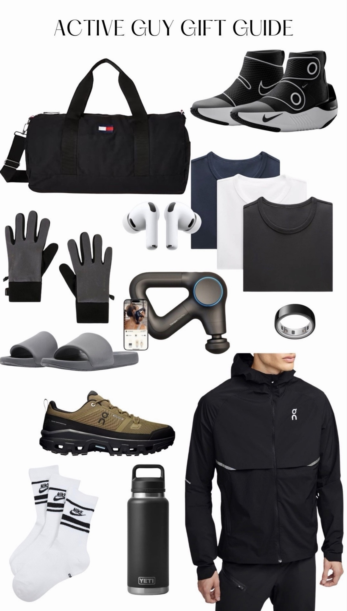 Gift guide for active men. Shop workout and post workout essentials 
#men #gift #gifts #giftguide #workout #active #giftguideforhim #forhim #sneakers #shirts #dufflebag #bottle #socks #apple 

#LTKMens #LTKHoliday #LTKGiftGuide



#LTKActive #LTKFindsUnder50 #LTKFindsUnder100