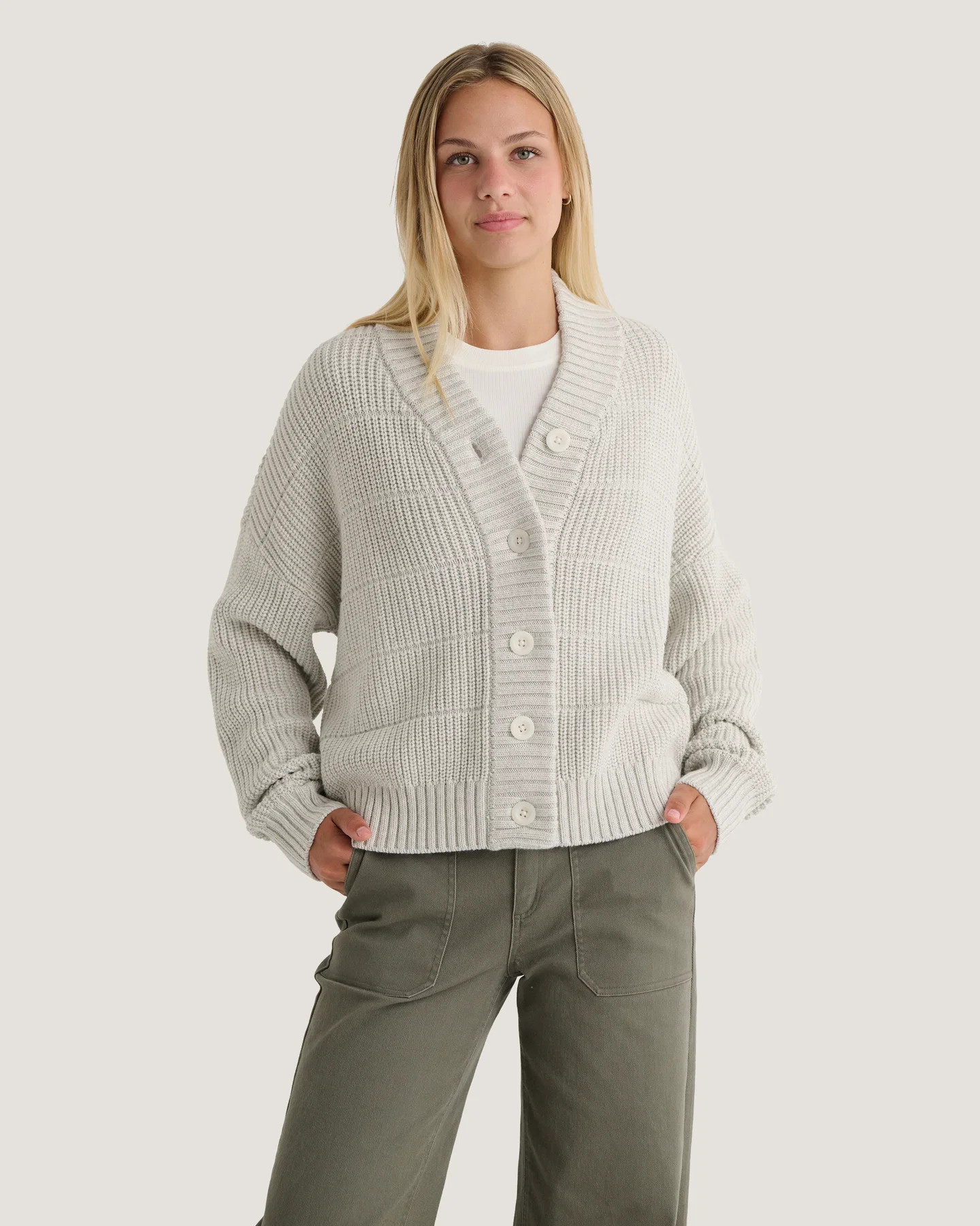 Women's Coastloom Cardigan Sweater - Off White Heather | Free Fly Apparel
