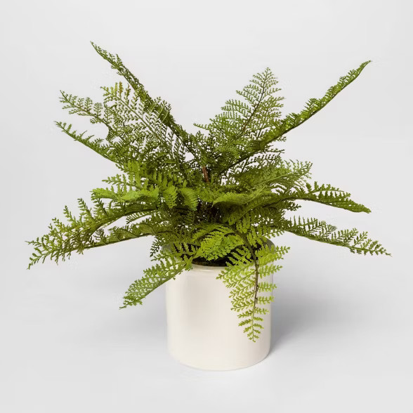 15" x 14.5" Artificial Fern Arrangement in Ceramic Pot White - Threshold™ | Target