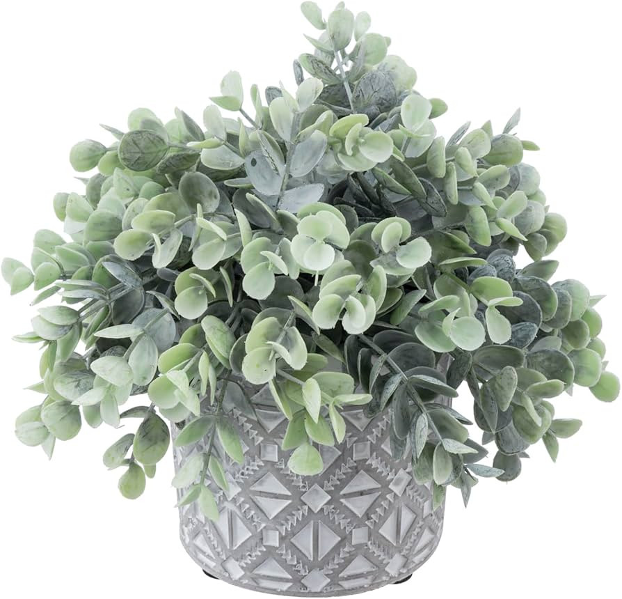MyGift Artificial Eucalyptus Plant in Modern Gray Concrete Pots (1, Grey) | Amazon (US)