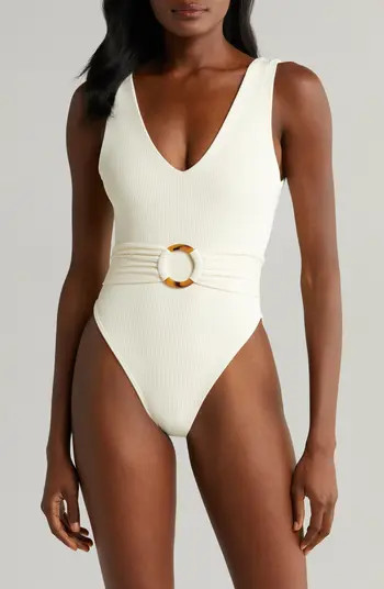 MONTCE Kim Belted Rib One-Piece Swimsuit | Nordstrom | Nordstrom