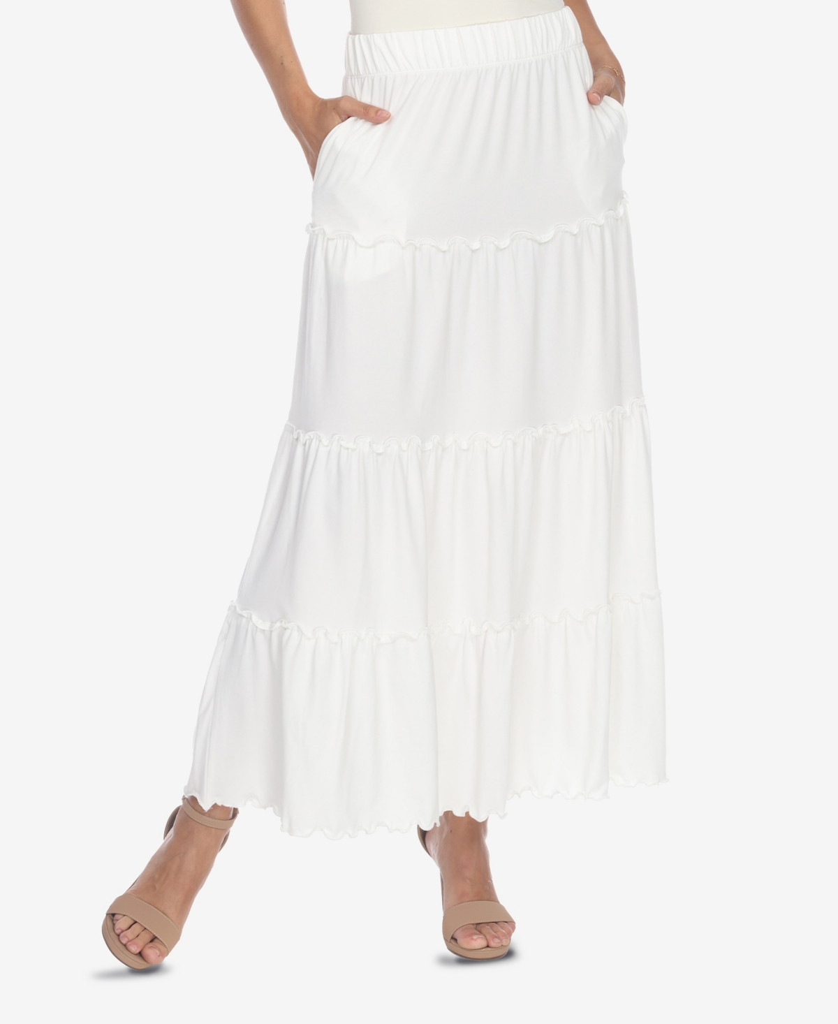 Women's Tiered Maxi Skirt - White | Macy's