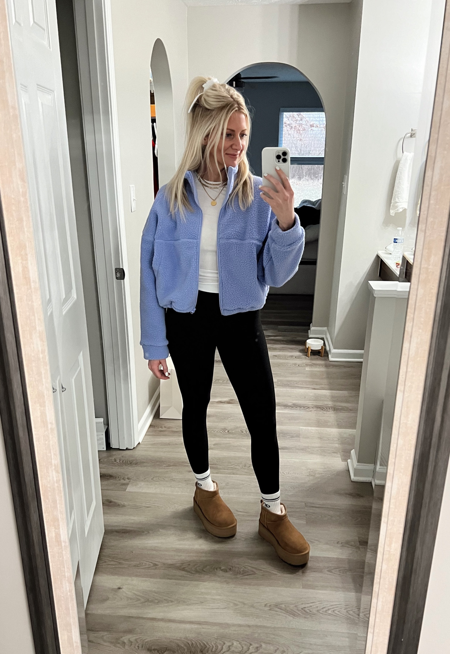 Living in my abercrombie tops this winter. I have their thin white long sleeve underneath the zip up. 

Purple zip up is meas active 🫶🏼

Platform Uggs
Classic ultra mini
Vuori
Alo crew socks
Leggings
Layered Necklace 

#LTKshoecrush #LTKstyletip #LTKfindsunder100