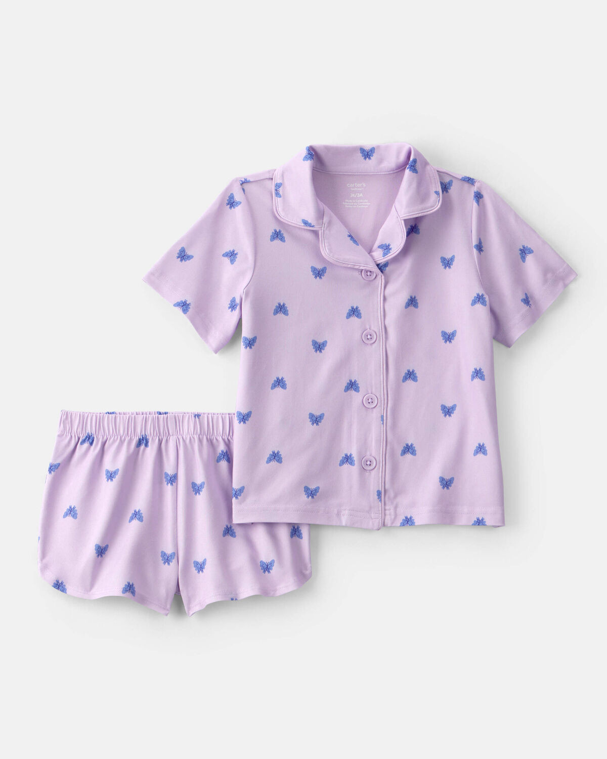 Toddler Girl Butterfly Short-Sleeve Loose Fit 2-Piece Pajama Set - Purple | Carter's Inc