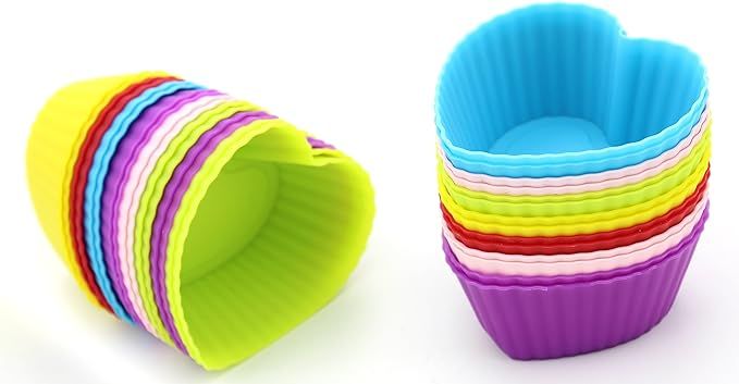 Silicone Baking Cups, Round Cupcake Liners Large Resusable Muffin Cups, 30 Packs(Rainbow Colors) | Amazon (US)