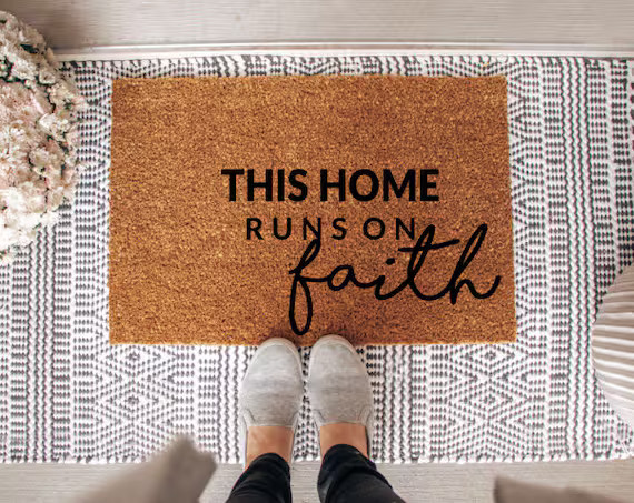 This Home Runs on Faith Coir Doormat Front Door Under 50 | Etsy | Etsy (US)