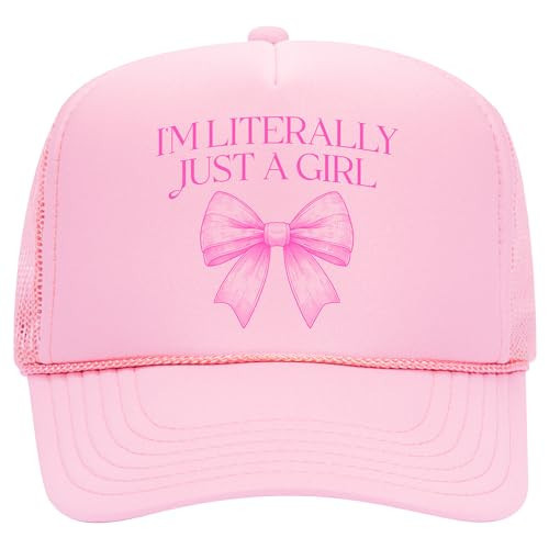 I'm Literally Just A Girl Trucker Hat | Cute Cowboy Cowgirl Western Funny | Premium Mesh Foam Snapback Hat for Men & Women (US, Alpha, One Size, Pink) | Amazon (US)