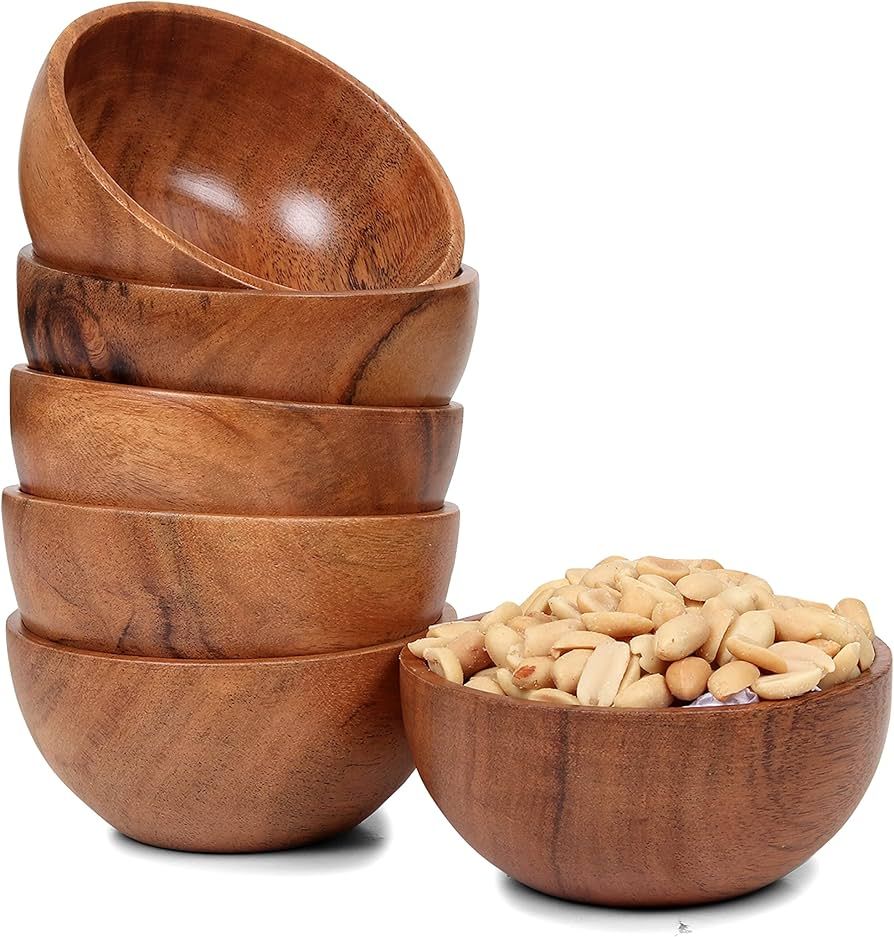 Set of 6 small acacia wood dessert bowls 4.2 * 2 inches | 8 oz capacity | Charcuterie accessories... | Amazon (US)