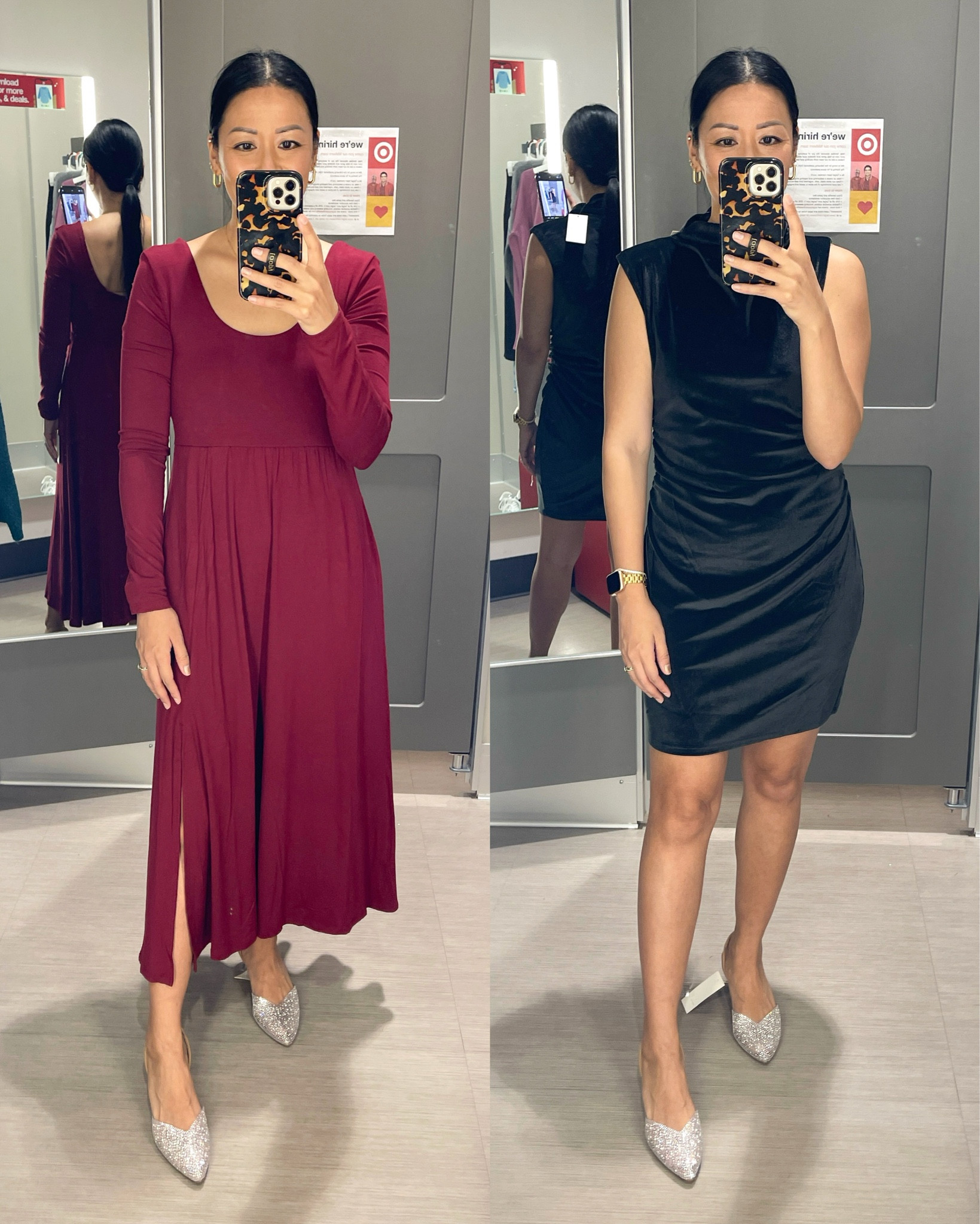 Size XS knit ballet dress
Size small velvet dress
Heels are true to size

Target fashion
Target style
Target heels
