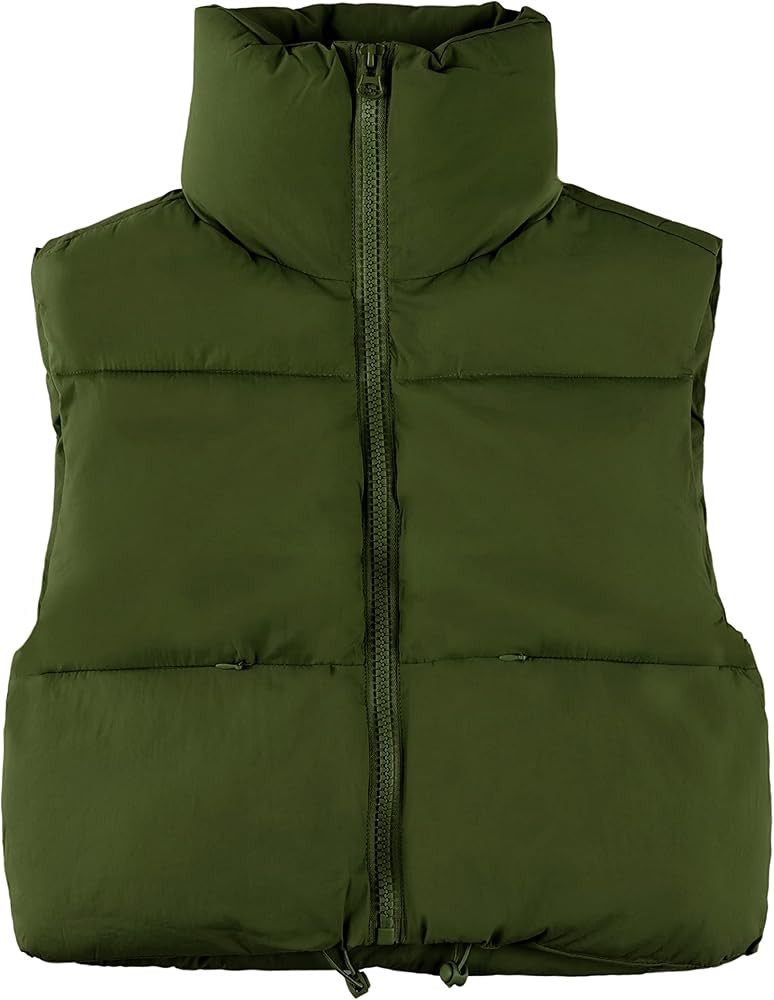 UANEO Cropped Puffer Vest Women Zip Up Stand Collar Sleeveless Padded Crop Puffy Vests | Amazon (US)