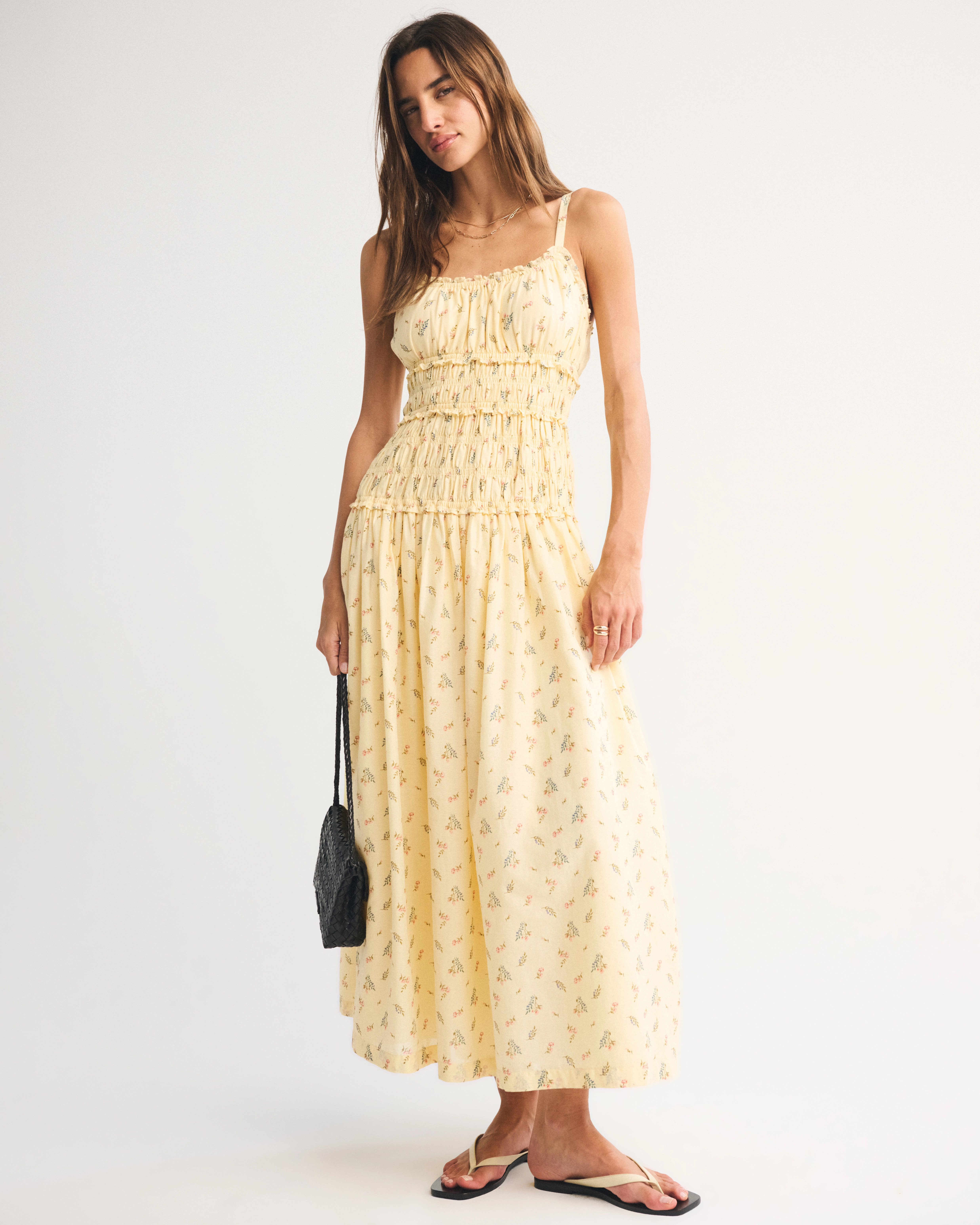 Bra-Free Smocked Drop-Waist Maxi Dress | Abercrombie & Fitch (US)