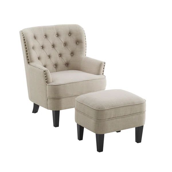 Elroy 32" Wide Tufted Wingback Chair and Ottoman | Wayfair North America