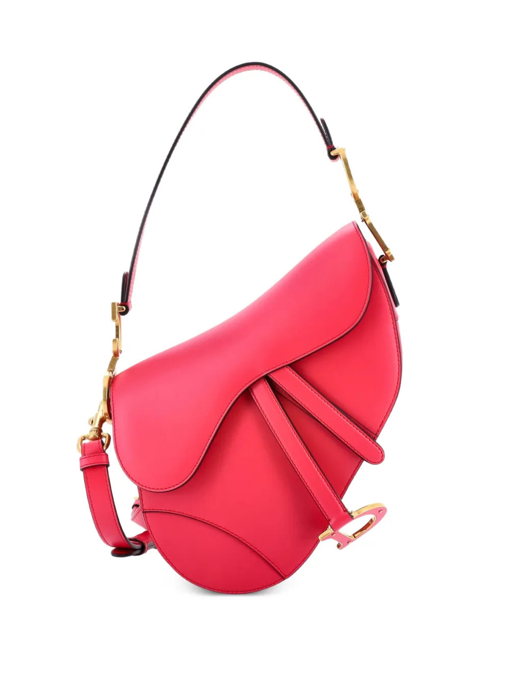 Christian Dior Pre-Owned Saddle Handbag with Strap Leather Medium shoulder bag - Pink | Farfetch Global