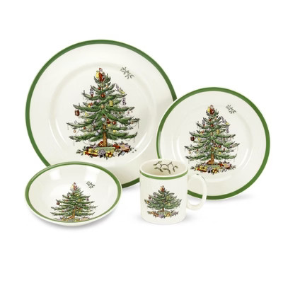 Spode Christmas Tree 4-Pc Dinnerware Setting - Fine Earthenware Holiday Tableware - Dishwasher & ... | Target