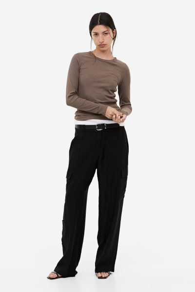 Ribbed modal-blend top - Black - Ladies | H&M GB | H&M (UK, MY, IN, SG, PH, TW, HK)