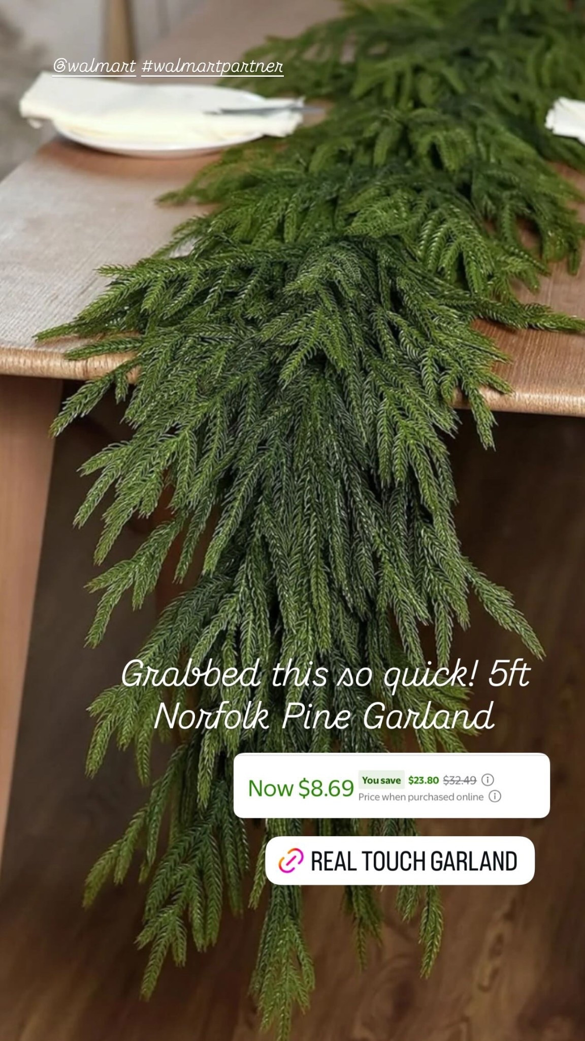 Grabbed this so quick! 5ft Norfolk Pine Garland  @walmart #walmartpartner