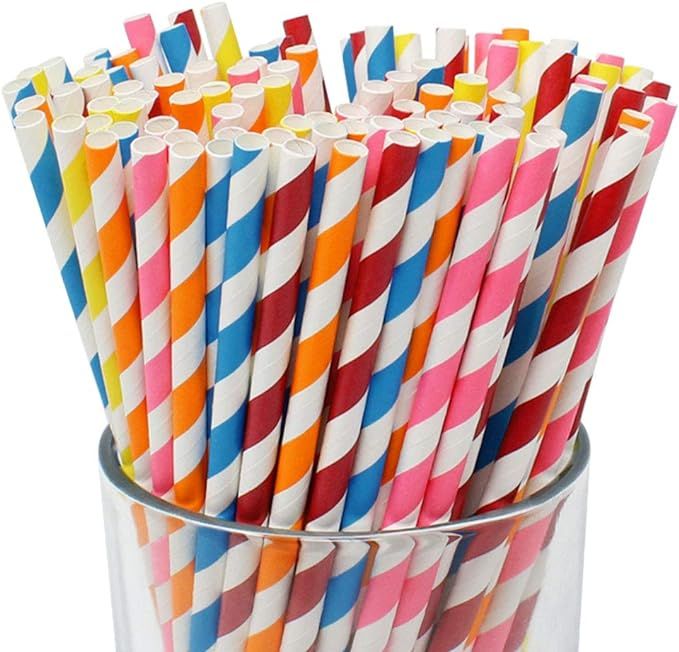 Just Artifacts Premium Biodegradable Disposable Drinking Striped Paper Straws (100pcs, Forest Gre... | Amazon (US)