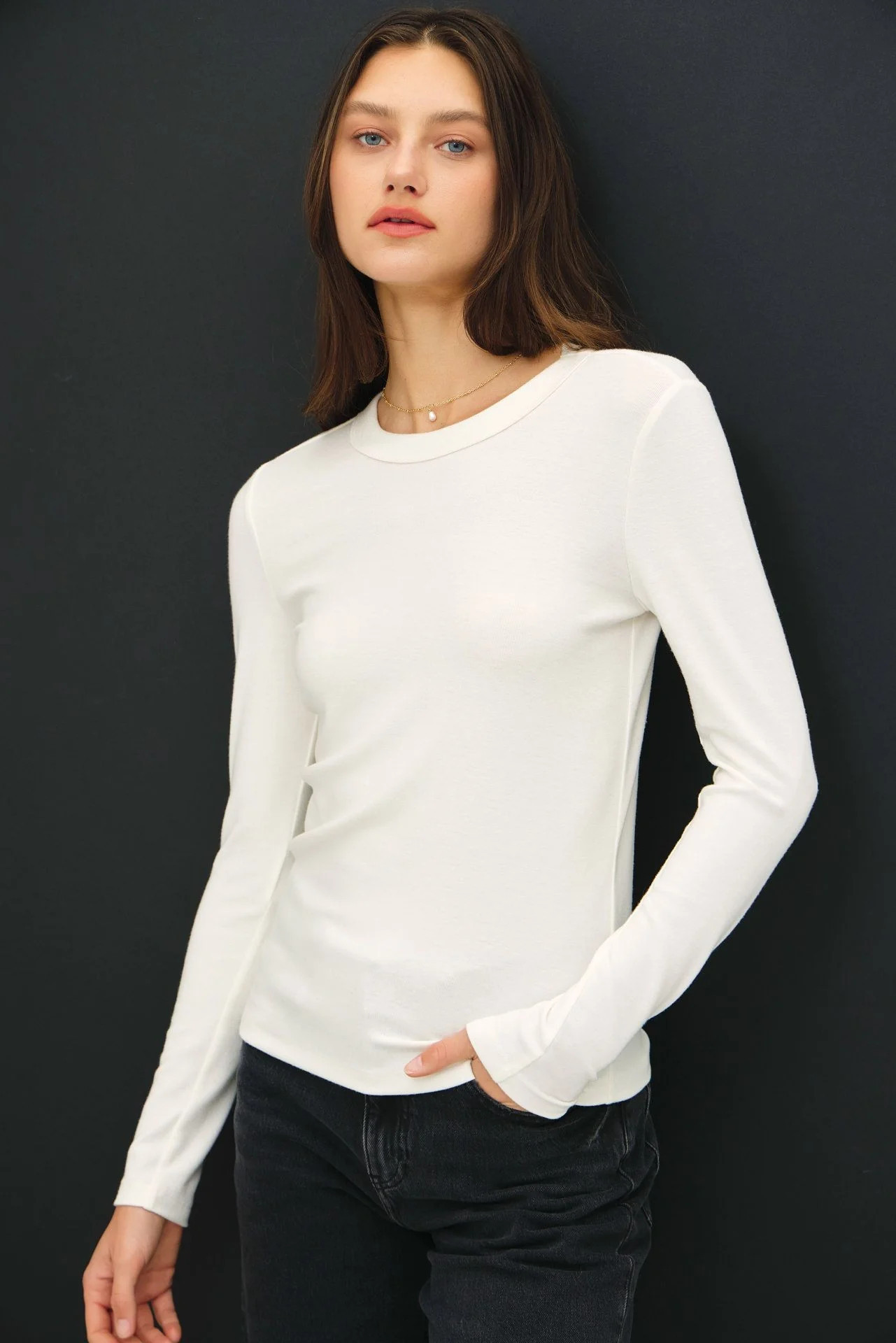 Off White Long Sleeve Top | PinkBlush Maternity