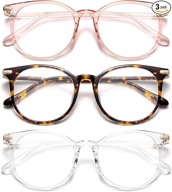 Gaoye 3 Pack Blue Light Blocking Glasses, Retro Round Eyewear Frame Anti Eyestrain Computer Glass... | Amazon (US)