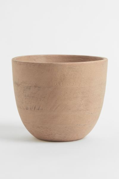 Rustic-look plant pot in mango wood. Height 5 1/2 in. Diameter at top 6 3/4 in. | H&M (US + CA)