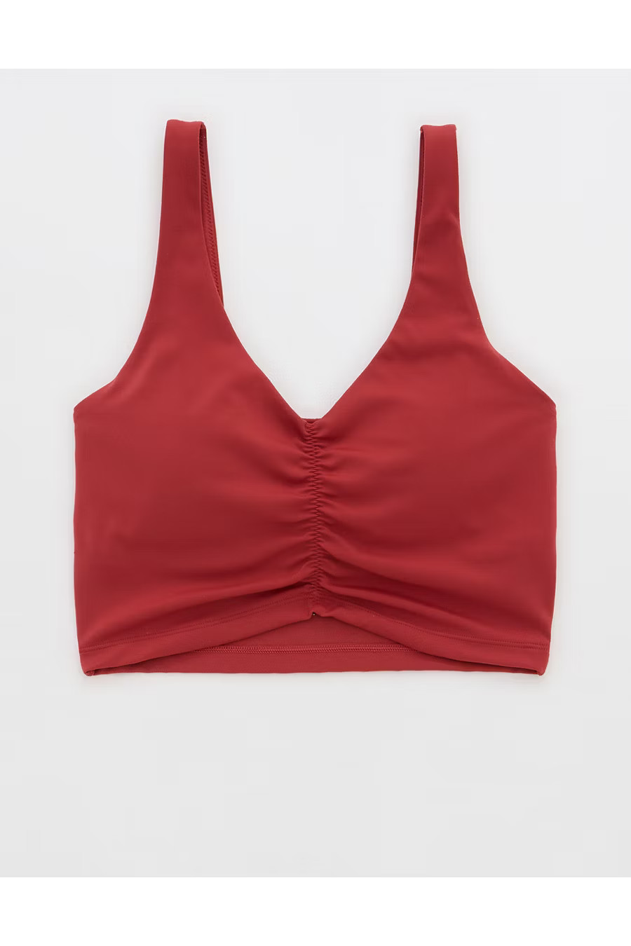 OFFLINE By Aerie Real Me Low Key Ruched Longline Sports Bra Women's Summer Burgundy XXS | American Eagle Outfitters (US & CA)