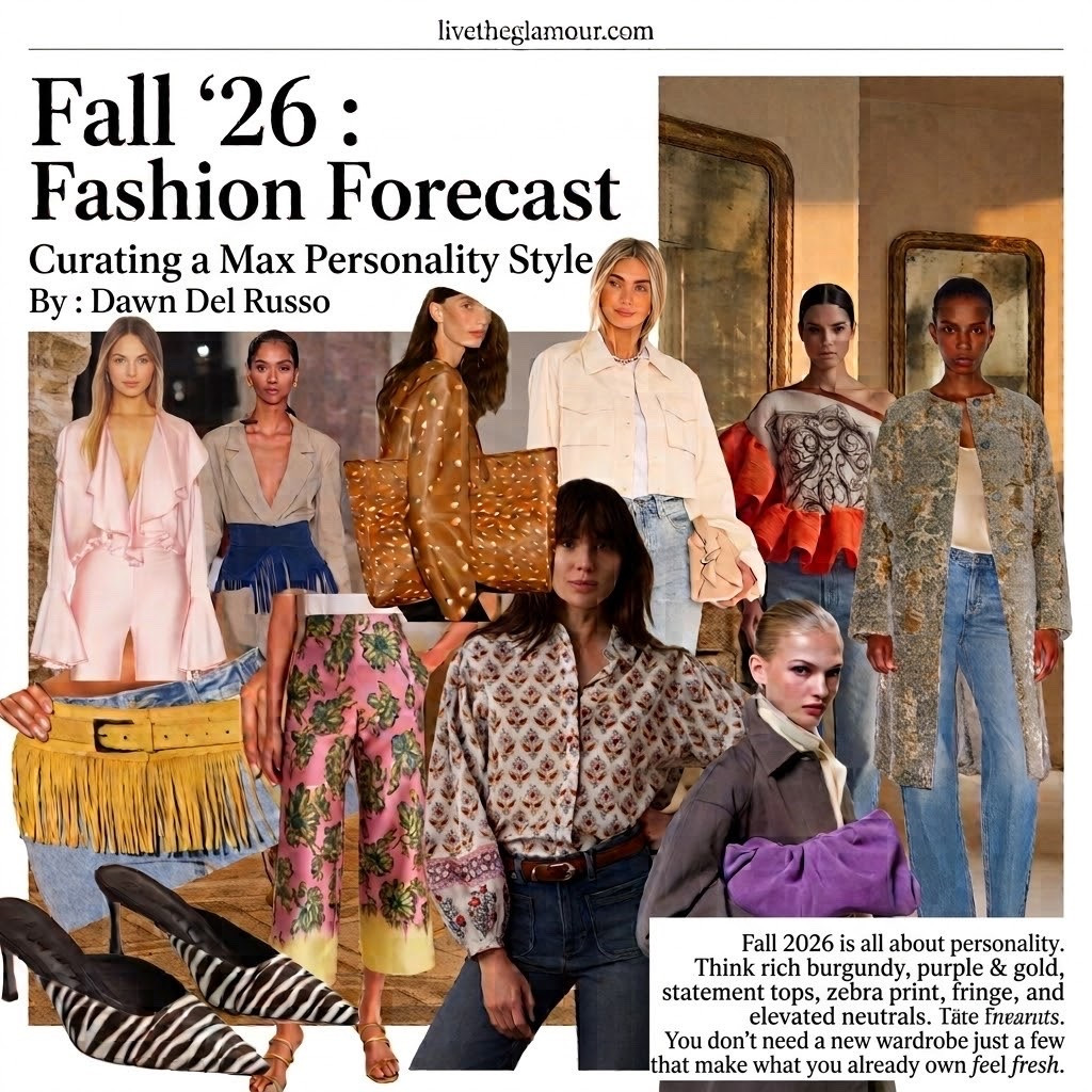Fall fashion is all about personality. I’m sharing the pieces I’m loving for Fall 2026 like rich burgundy and chocolate tones to statement tops, Bambi print, fringe, and easy layers.

You don’t need a whole new wardrobe. Just a few fabulous pieces to make what you already own feel fresh. 

Shop my Fall favorites on LTK. #LTKStyle #FallFashion #Fall2026 #LiveTheGlamour