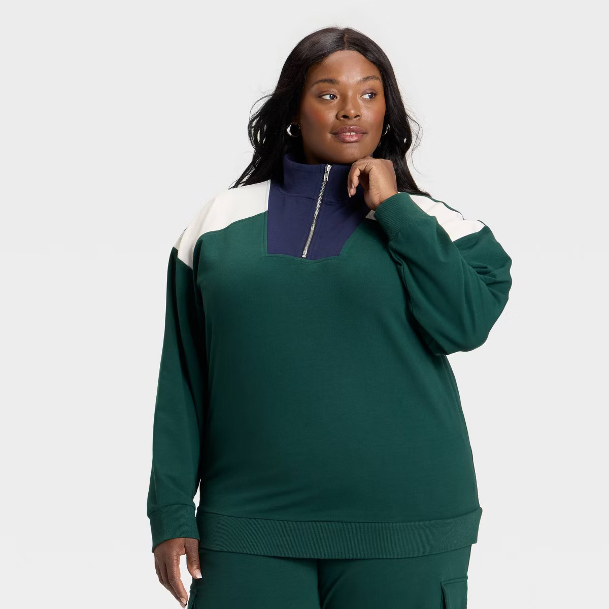 Women's French Terry Pullover Sweatshirt - Ava & Viv™ Green 3X | Target