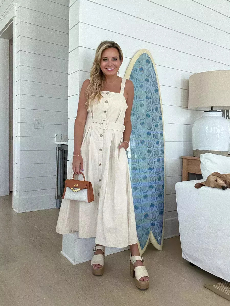 Such a cute neutral dress for summer! Wearing size small. Code FANCY15 for 15% off 

 #LTKSeasonal #LTKFindsUnder100 #LTKStyleTip