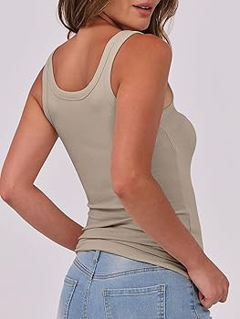 ANRABESS Womens Sleeveless Scoop Neck Tank Top Ribbed Fitted Summer Basic Slim Cute Tops 2026 | Amazon (US)