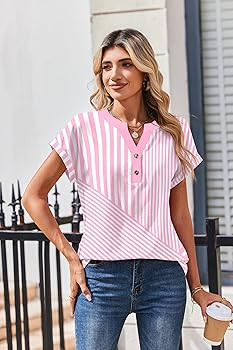 Zeagoo Women Tops Summer Short Sleeve T Shirts V Neck Dressy Casual Work Blouses Fashion Boho Clo... | Amazon (US)