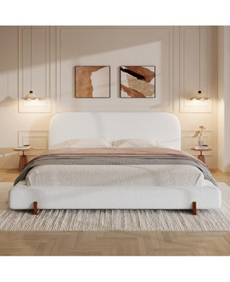 Streamdale FurnitureStreamdale Unique Design White Fabric Upholstered Bed Frame with Solid Wood L... | Macy's