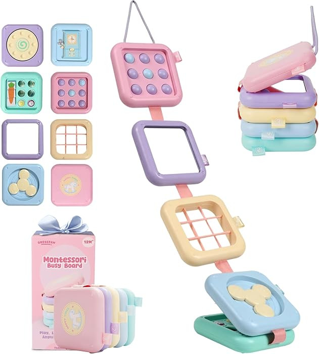 Montessori Toys for 1 Year Old Girls Gifts, Toddler Busy Board, Baby Learning Travel Sensory Toys... | Amazon (US)