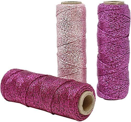 Just Artifacts 3pcs Assorted Metallic Bakers Twine 55-Yards 11Ply (Light Pink, Raspberry, Fuchsia... | Amazon (US)