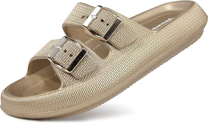 Weweya Sandals for Women and Men - Pillow Slippers - Double Buckle Adjustable Slides - EVA Flat S... | Amazon (US)