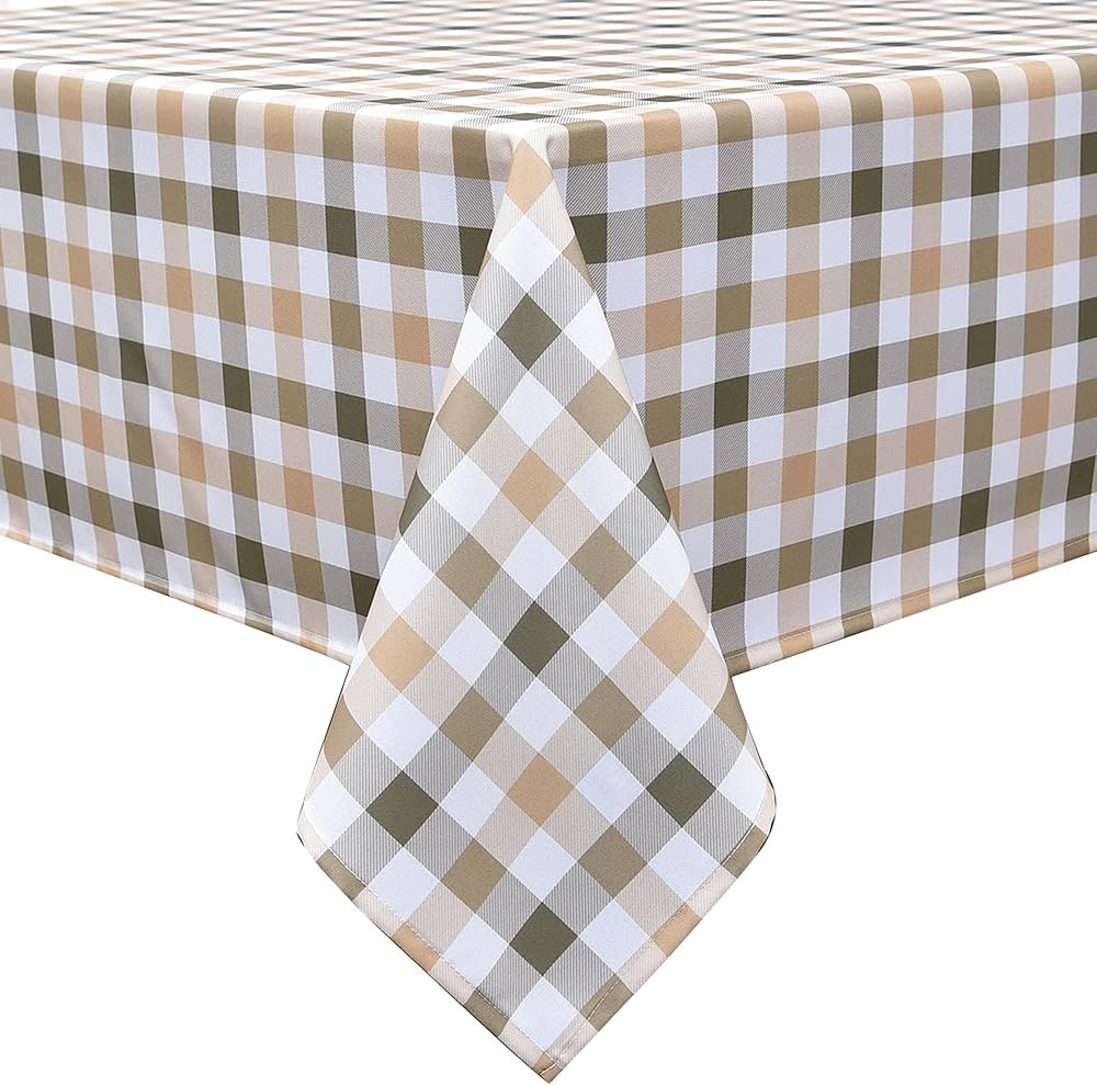 Classic Gingham Plaid Tablecloth Fabric - Rectangular 58x102 Inch Water Resistant Checked Table C... | Amazon (US)