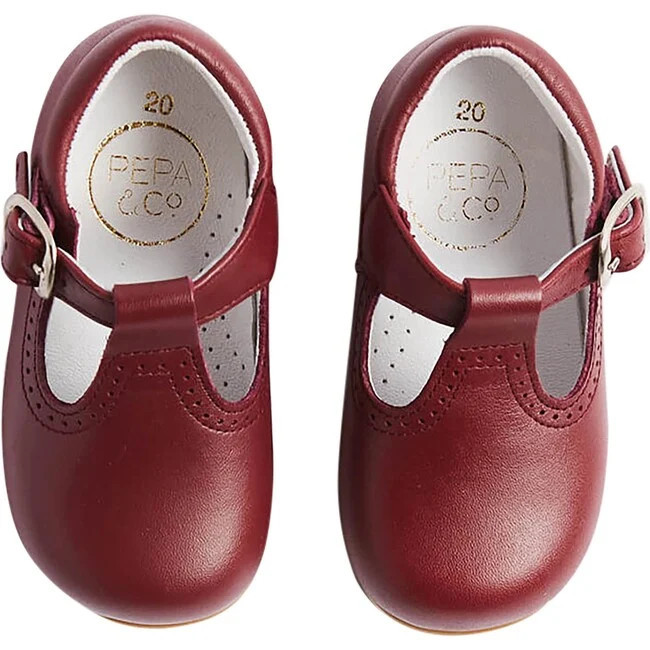 Pepa London | T-Bar Baby Shoes (Burgundy, Size 21) | Maisonette | Maisonette