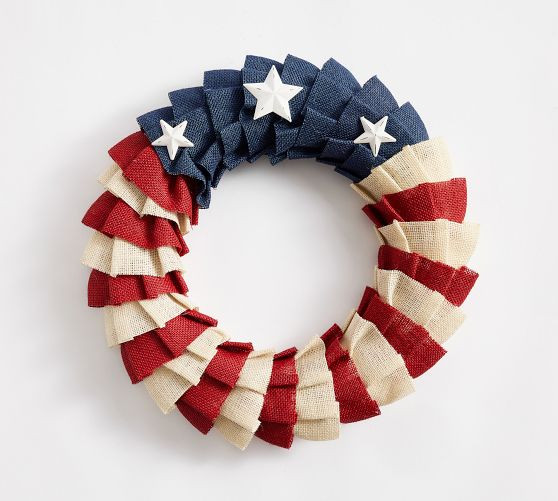 Liberty Handcrafted Burlap Wreath | Pottery Barn (US)