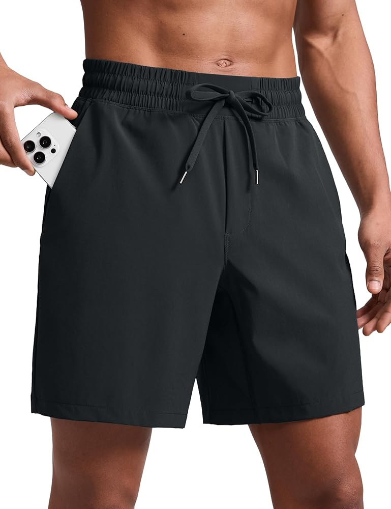 CRZ YOGA Men's Linerless Workout Shorts 7'' - Quick Dry for Running Sports Athletic Gym with Pock... | Amazon (US)