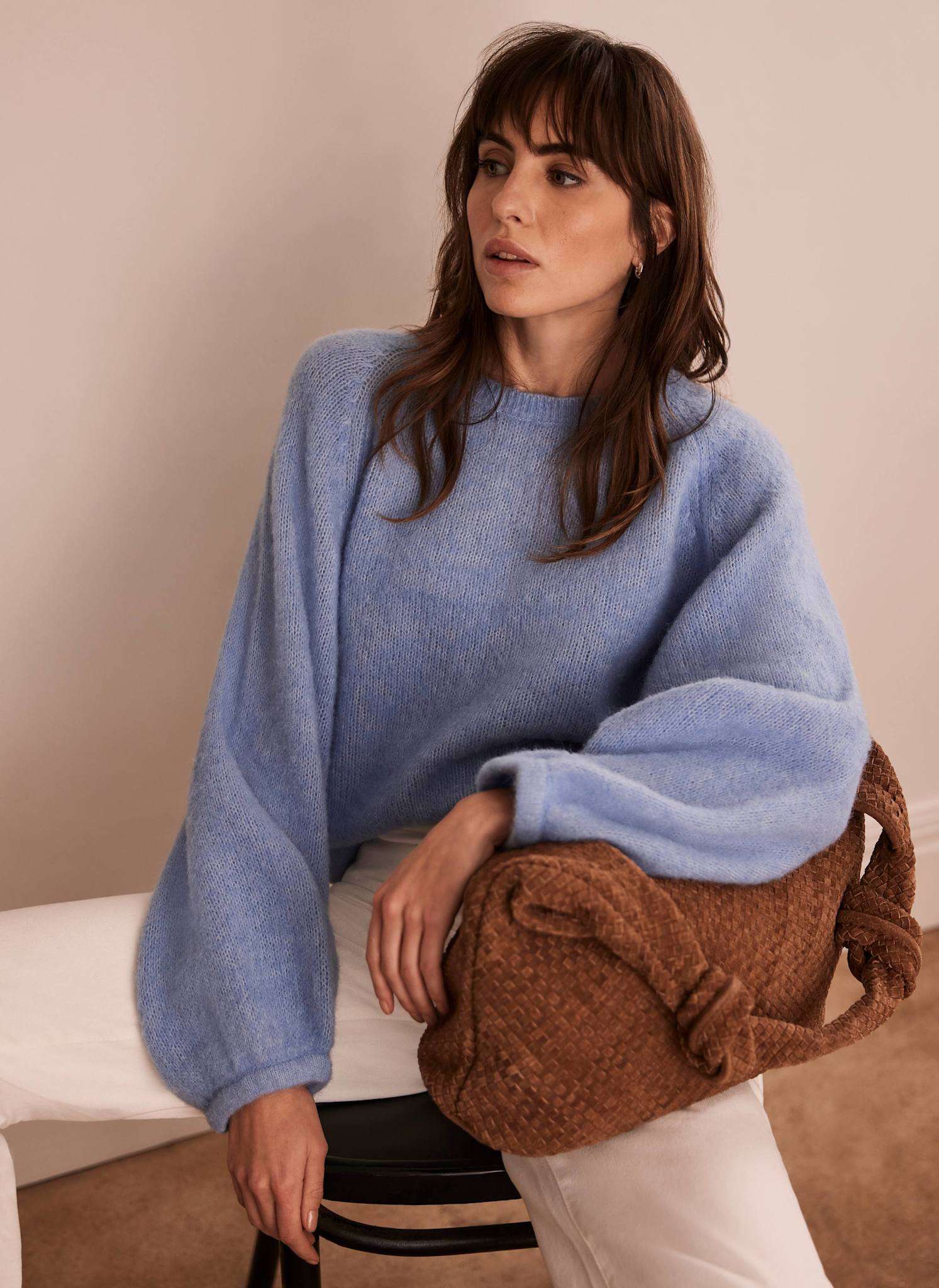 Blue Wool Blend Jumper | Mint Velvet