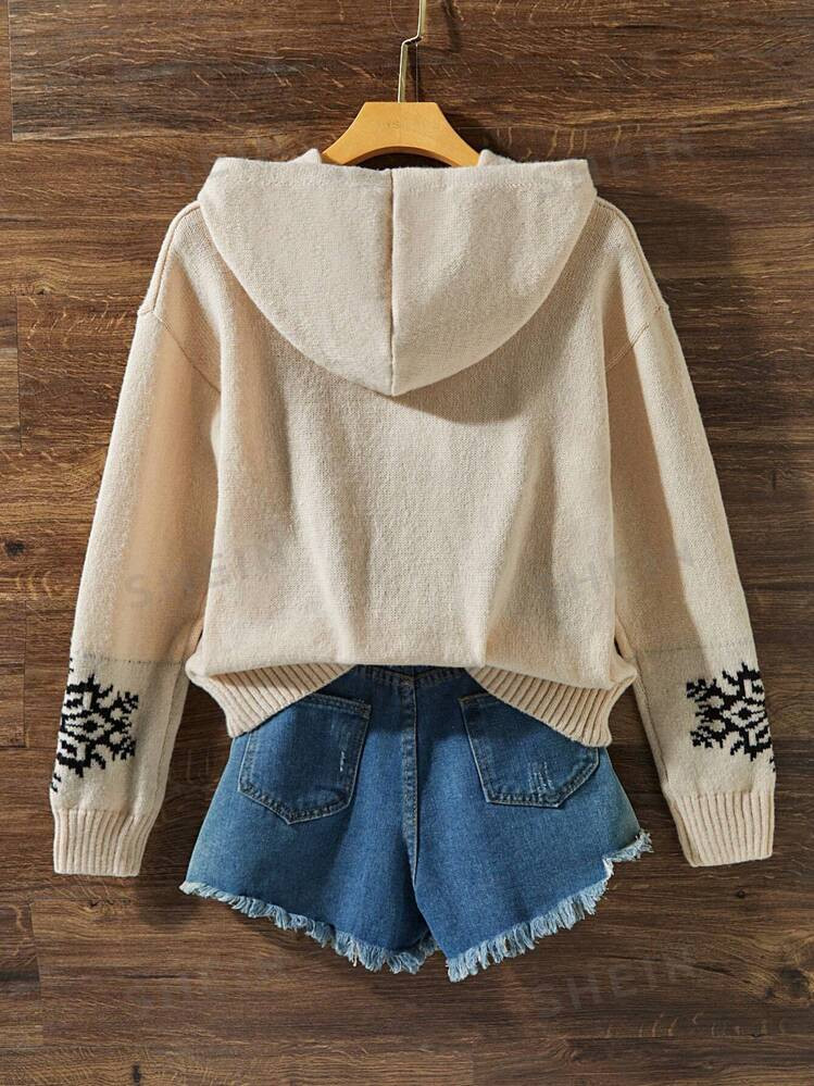 SHEIN Relaxiva 2024 Autumn Winter New 3D Christmas Pattern Hooded Pullover Sweater, Long Sleeve, ... | SHEIN