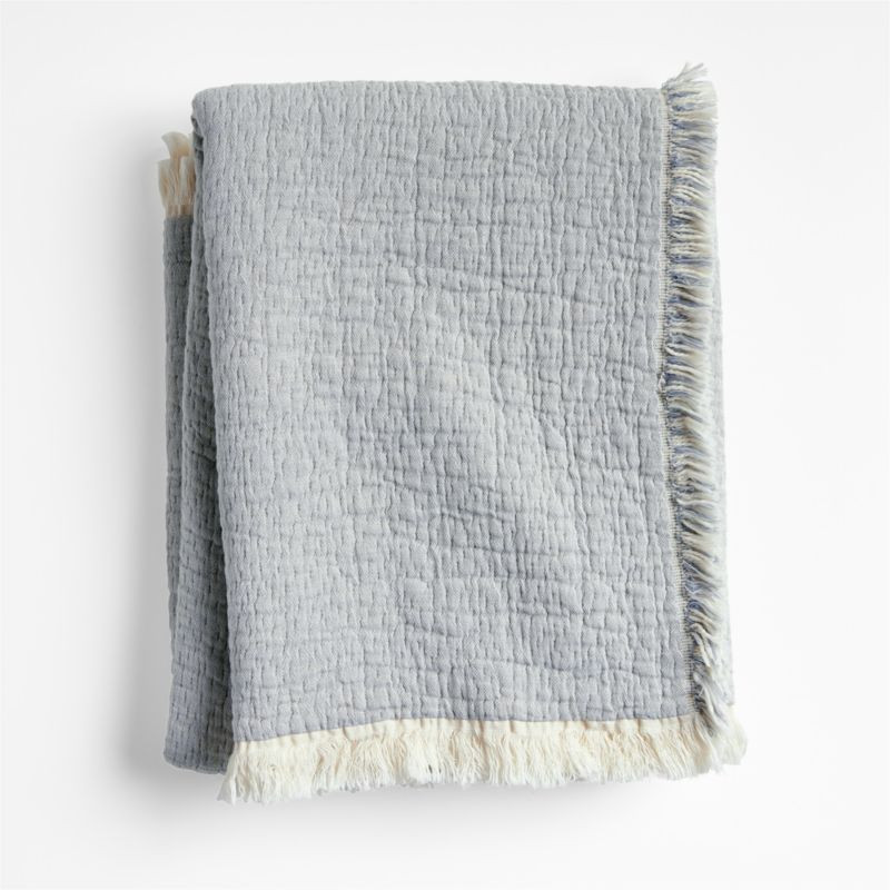 Supersoft Organic Cotton Gauze Smoke Blue Kids Blanket | Crate & Barrel