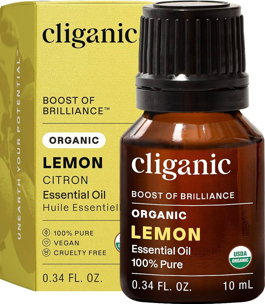 Cliganic USDA Organic Lemon Essential Oil, 100% Pure & Natural | Undiluted, for Aromatherapy, Hou... | Amazon (US)